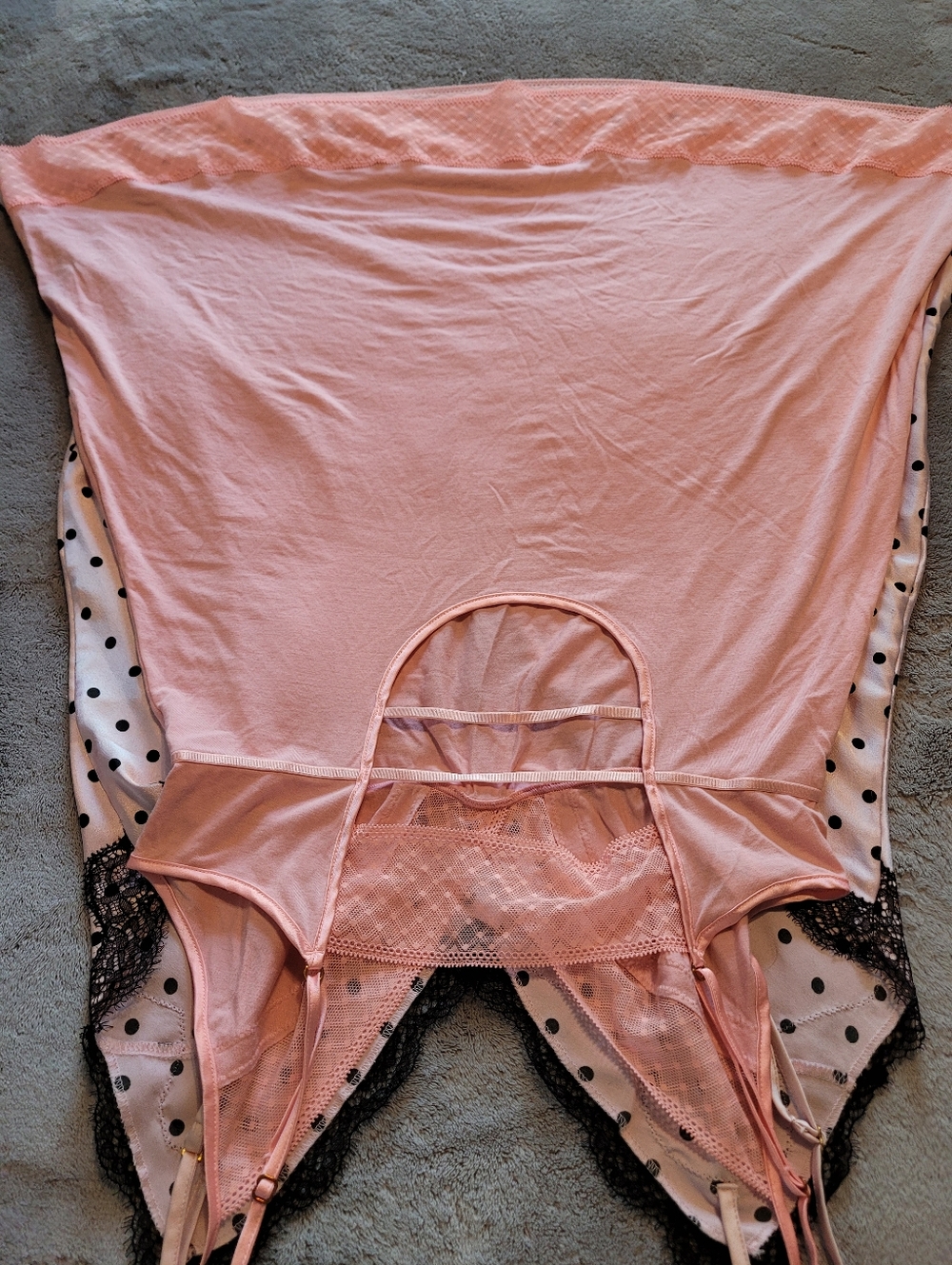 Victoria's Secret 2 Ladies Nightgown Med Pink Polka Dots And Solid Pink EUC Sexy - Picture 5 of 16